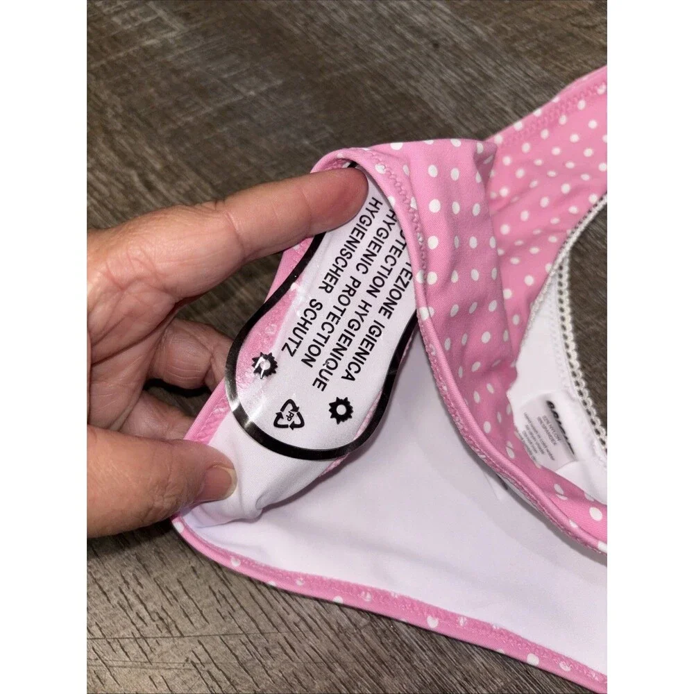 Bright Swim Bikini Bottom Women S Pink Polka Dot Low Rise High Leg Cheeky New